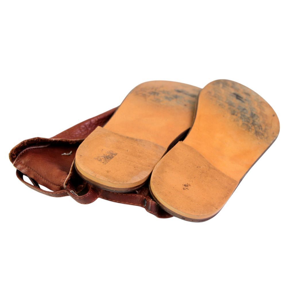 Porronet BROWN REAL LEATHER OPEN TOE ZIP FLAT SLINGBACK SANDALS SHOES Size 37 - Picture 10 of 11